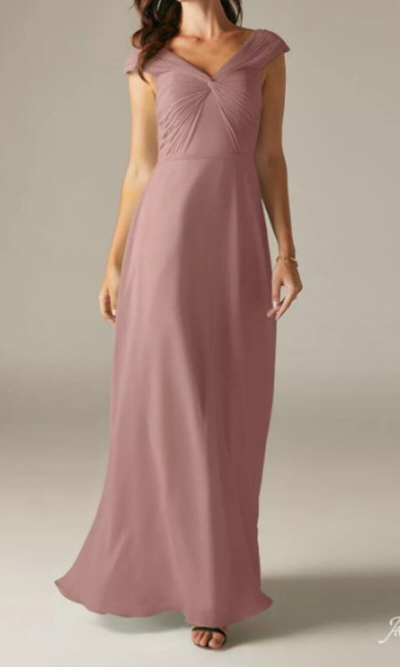 AW BRIDAL 8 M dusty rose chiffon humidity bridesmaid prom maxi dress NEW 0B10